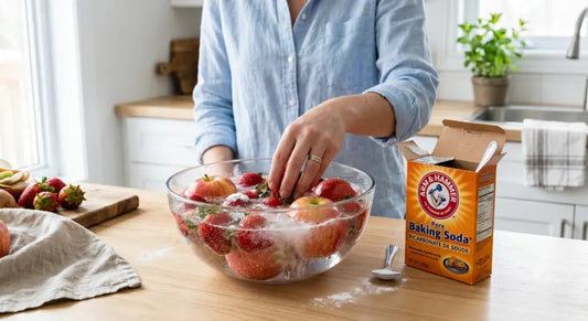 Trempage de fraises et pommes dans un bol d'eau bicarbonatée — est-ce vraiment efficace contre les pesticides ?