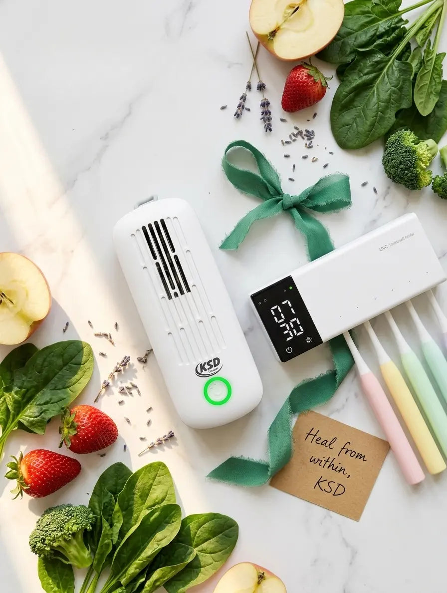 KSD Cleaner™ electrolytic food purifier removing pesticides from fresh fruits and vegetables